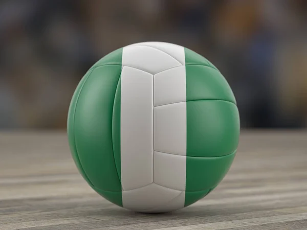 Volleyball Ball Nigeria Flag Wooden Floor Illustration — Stock Photo, Image