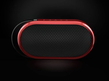 Bluetooth speaker on a black background. 3d illustration.