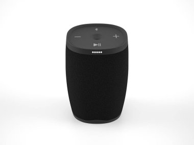 Beyaz arka planda bluetooth hoparlörü. 3d illüstrasyon.