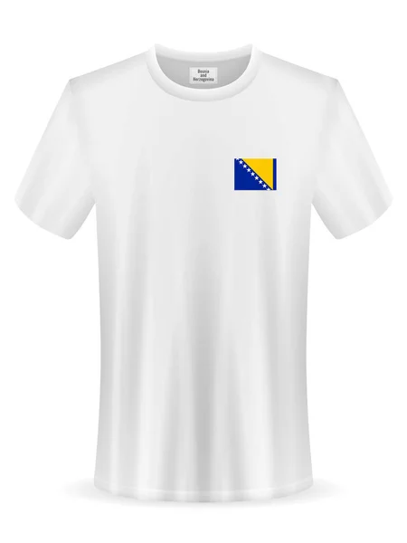 Camiseta Con Bandera Bosnia Herzegovina Sobre Fondo Blanco Ilustración Vectorial — Vector de stock