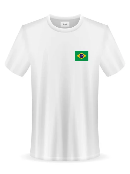 Shirt Avec Drapeau Brésil Sur Fond Blanc Illustration Vectorielle — Image vectorielle