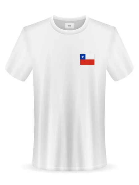 白い背景にチリの旗が描かれたTシャツ ベクターイラスト — ストックベクタ