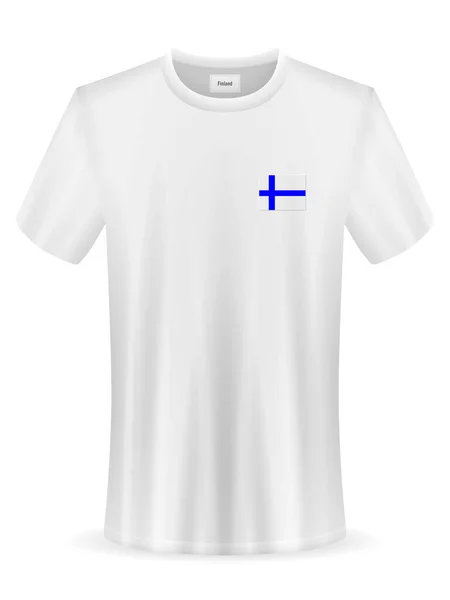 Shirt Med Finsk Flagga Vit Bakgrund Vektorillustration — Stock vektor