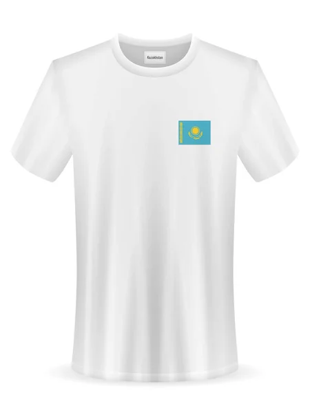 Shirt Con Bandiera Kazaka Sfondo Bianco Illustrazione Vettoriale — Vettoriale Stock
