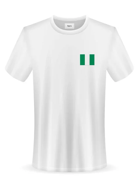 Shirt Med Nigeria Flagga Vit Bakgrund Vektorillustration — Stock vektor