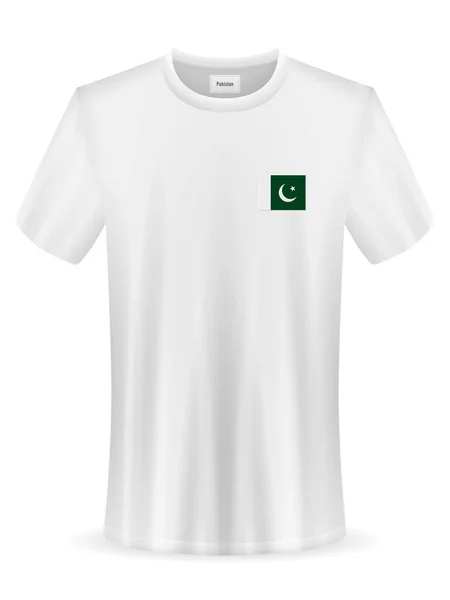 Camiseta Con Bandera Pakistán Sobre Fondo Blanco Ilustración Vectorial — Vector de stock
