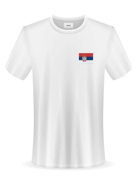 Camiseta Con Bandera Serbia Sobre Fondo Blanco Ilustración Vectorial — Vector de stock