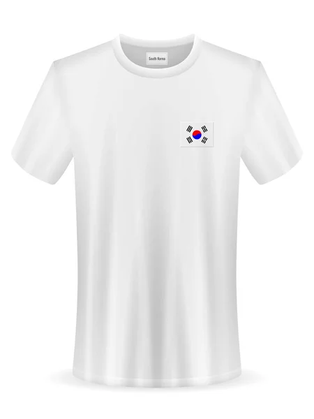 Camiseta Con Bandera Corea Del Sur Sobre Fondo Blanco Ilustración — Vector de stock