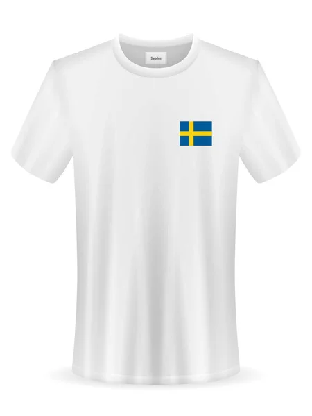 Shirt Med Sverige Flagga Vit Bakgrund Vektorillustration — Stock vektor
