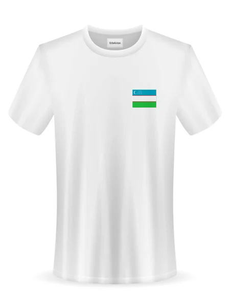 Shirt Mit Usbekischer Flagge Auf Weißem Hintergrund Vektorillustration — Stockvektor