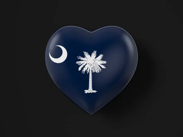Прапор Серця Штату Південна Кароліна Чорному Тлі Ілюстрація — стокове фото