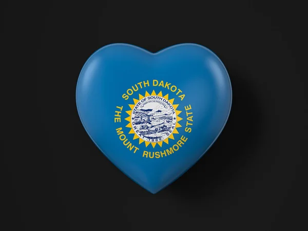 South Dakota Staat Hart Vlag Een Zwarte Achtergrond Illustratie — Stockfoto