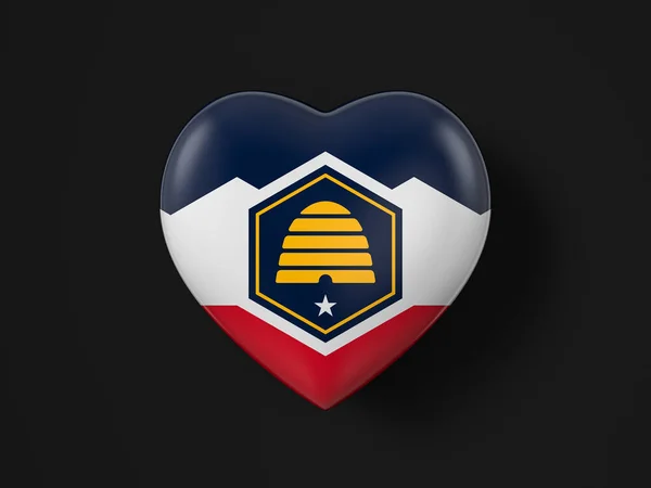犹他州心脏旗黑色背景 3D说明 — 图库照片