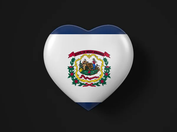 Die Herz Flagge Des Bundesstaates West Virginia Auf Schwarzem Hintergrund — Stockfoto