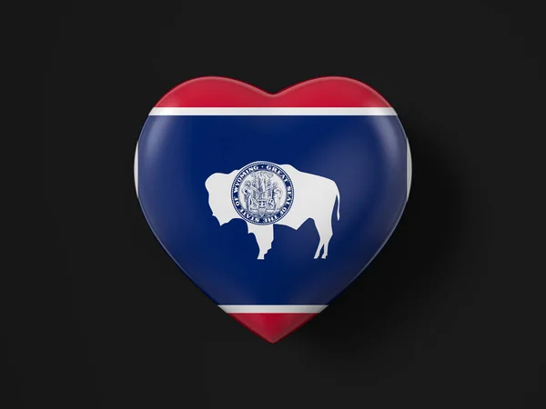 Wyoming Staat Hart Vlag Een Zwarte Achtergrond Illustratie — Stockfoto