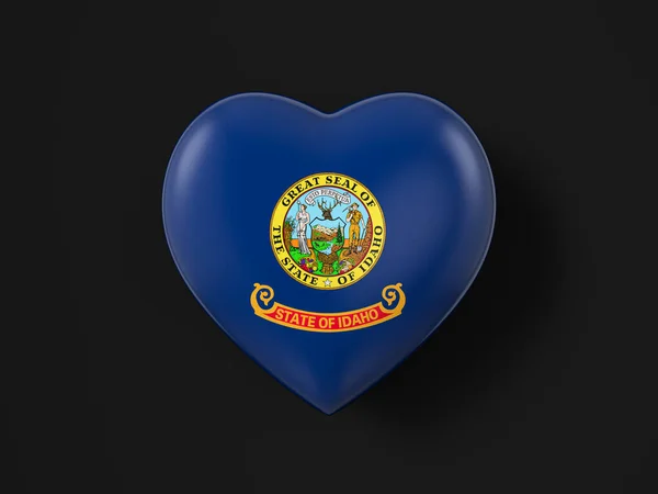 Bandera Del Corazón Del Estado Idaho Sobre Fondo Negro Ilustración —  Fotos de Stock
