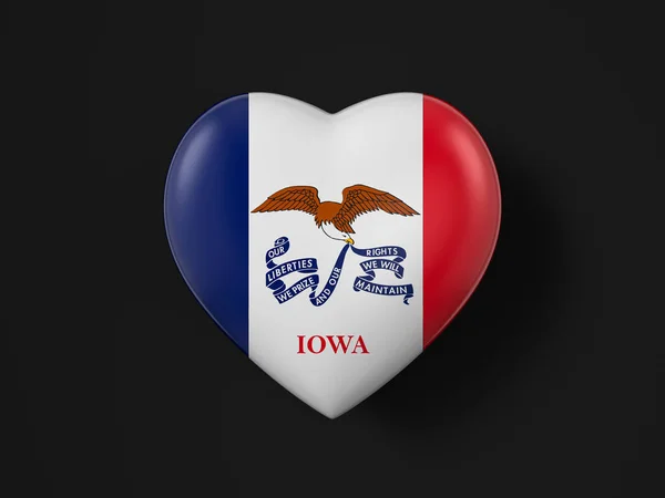 Bandera Del Corazón Del Estado Iowa Fondo Negro Ilustración —  Fotos de Stock