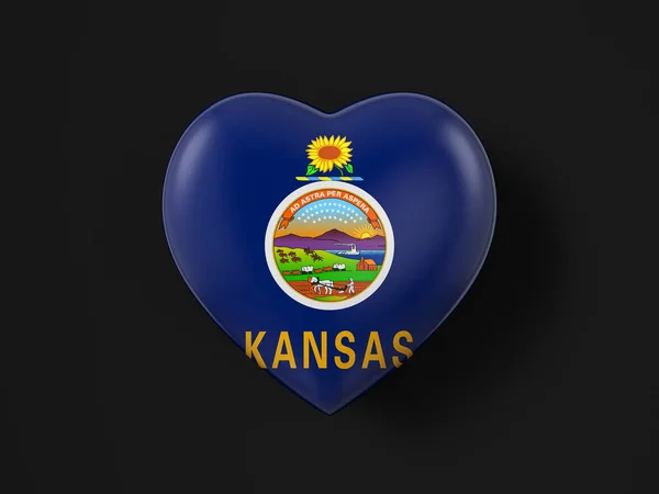 Прапор Серця Штату Канзас Чорному Тлі Ілюстрація — стокове фото