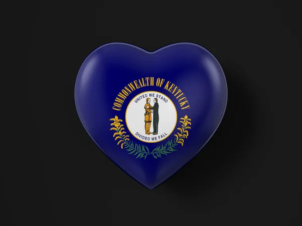 Kentucky State Heart Flagge Auf Schwarzem Hintergrund Illustration — Stockfoto