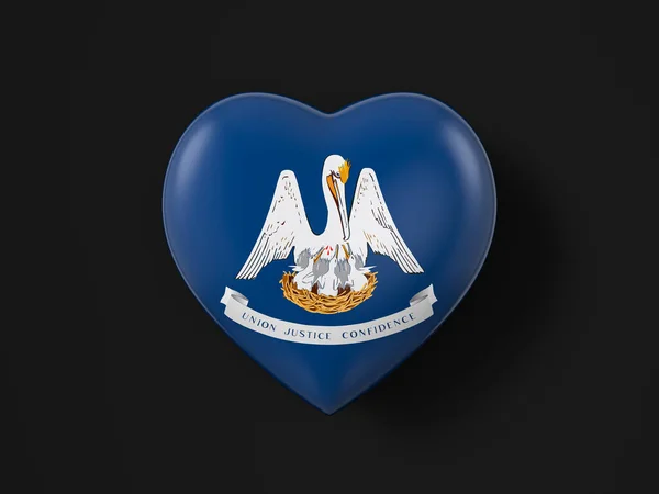 Louisiana State Heart Flagge Auf Schwarzem Hintergrund Illustration — Stockfoto