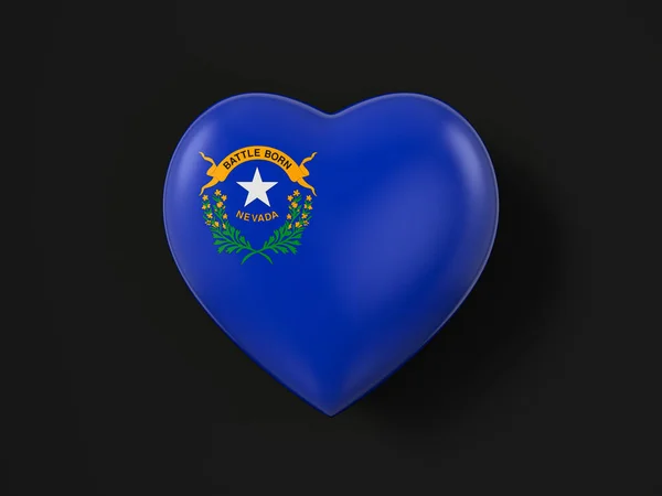 内华达州心脏旗黑色背景 3D说明 — 图库照片