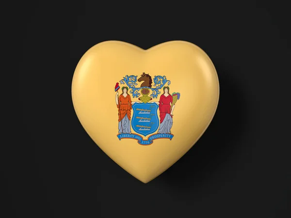 Bandera Del Corazón Del Estado Nueva Jersey Sobre Fondo Negro — Foto de Stock
