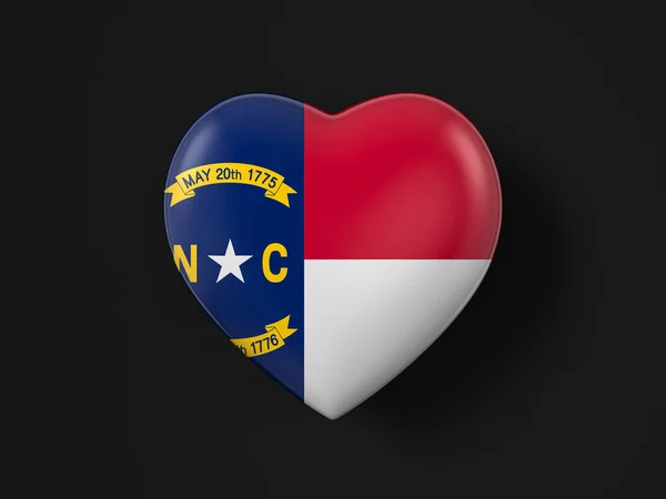 Прапор Серця Штату Північна Кароліна Чорному Тлі Ілюстрація — стокове фото