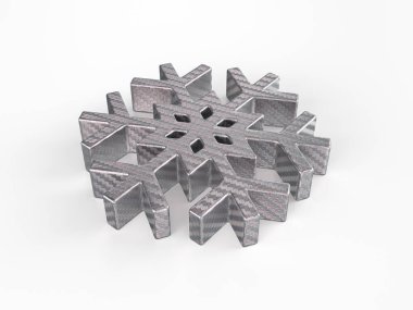 Beyaz arkaplanda holografik folyo kar tanesi sembolü. 3d illüstrasyon.