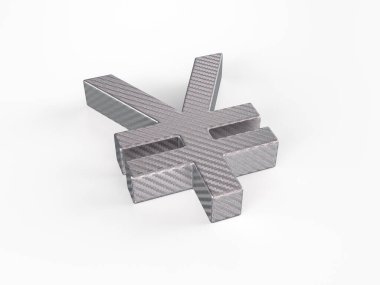 Beyaz bir arkaplanda holografik folyo yen sembolü. 3d illüstrasyon.