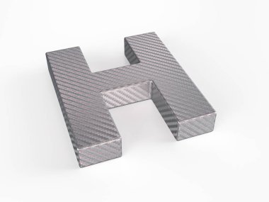 Beyaz arka planda holografik folyo harfi H. 3d illüstrasyon.