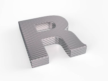 Beyaz bir arkaplanda sanal folyo R harfi. 3d illüstrasyon.