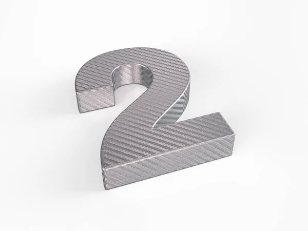 ホログラフィック箔の番号2白い背景に 3Dイラスト — ストック写真