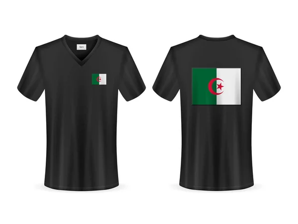 Shirt Σημαία Αλγερίας Λευκό Φόντο Εικονογράφηση Διανύσματος — Διανυσματικό Αρχείο