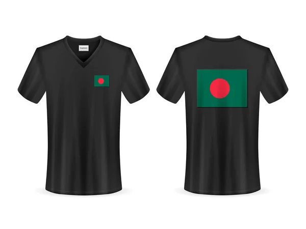 Shirt Con Bandiera Bangladesh Sfondo Bianco Illustrazione Vettoriale — Vettoriale Stock