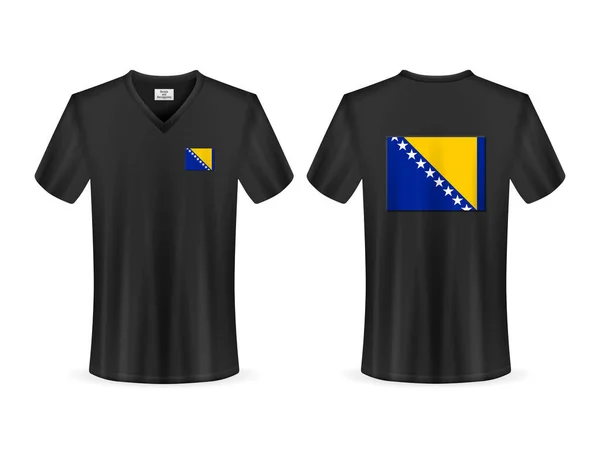 Shirt Com Bandeira Bósnia Herzegovina Sobre Fundo Branco Ilustração Vetorial —  Vetores de Stock