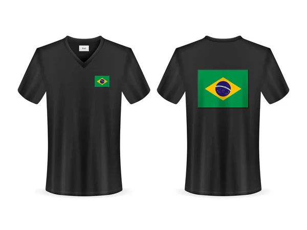 Shirt Σημαία Της Βραζιλίας Λευκό Φόντο Εικονογράφηση Διανύσματος — Διανυσματικό Αρχείο