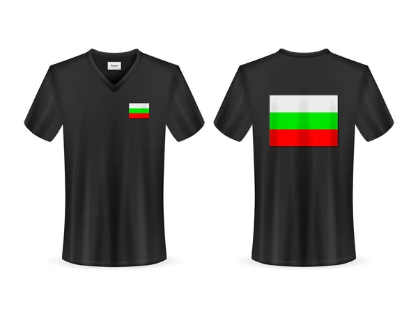 Shirt Med Bulgarien Flagga Vit Bakgrund Vektorillustration — Stock vektor