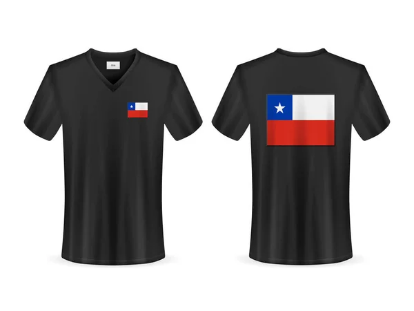 白い背景にチリの旗が描かれたTシャツ ベクターイラスト — ストックベクタ