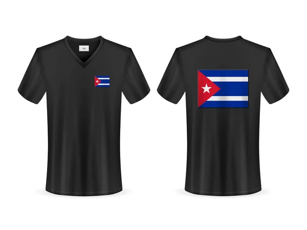 Shirt Med Kuba Flagga Vit Bakgrund Vektorillustration — Stock vektor