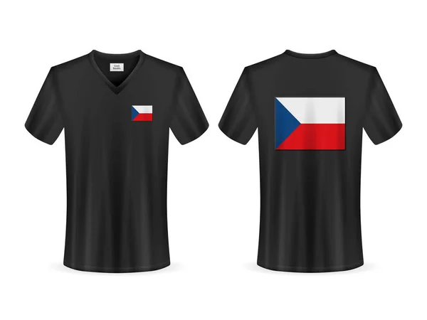 白地にチェコ共和国の国旗が描かれたTシャツ ベクターイラスト — ストックベクタ