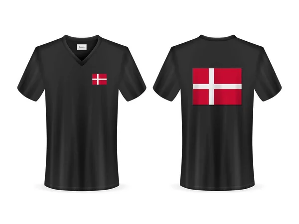 Camiseta Con Bandera Dinamarca Sobre Fondo Blanco Ilustración Vectorial — Archivo Imágenes Vectoriales