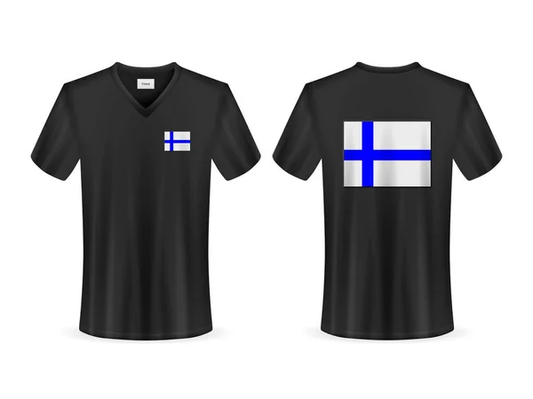 白色背景的印有芬兰国旗的T恤 矢量说明 — 图库矢量图片
