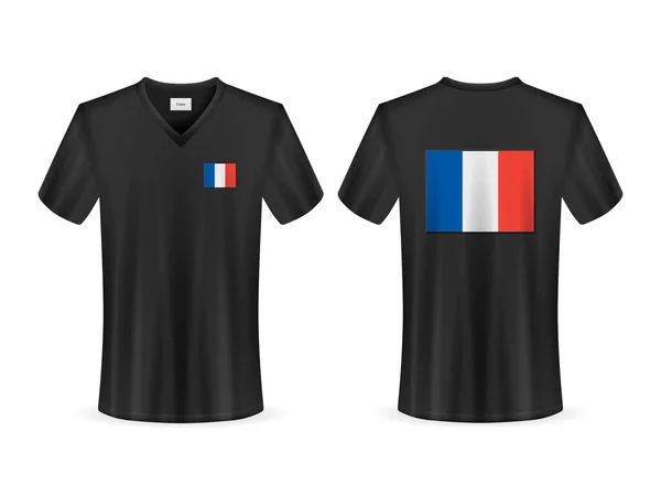 Shirt Γαλλική Σημαία Λευκό Φόντο Εικονογράφηση Διανύσματος — Διανυσματικό Αρχείο
