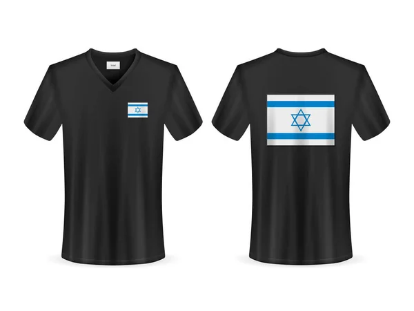 Shirt Met Israel Vlag Een Witte Achtergrond Vectorillustratie — Stockvector
