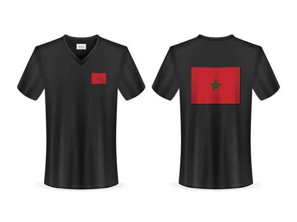 白い背景にモロッコ国旗のTシャツ ベクターイラスト — ストックベクタ