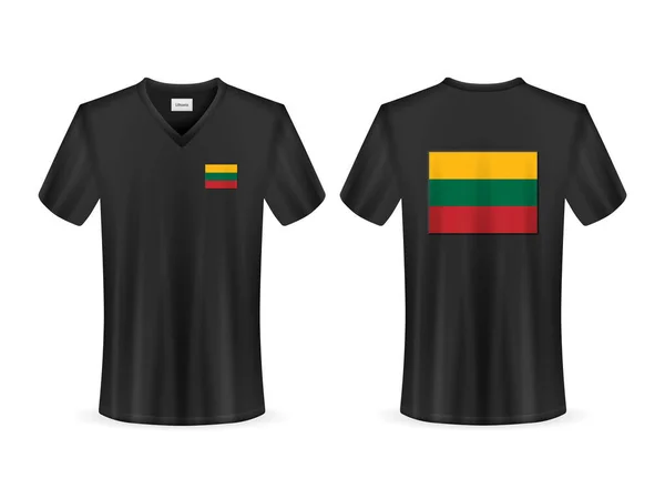 Shirt Med Litauen Flagga Vit Bakgrund Vektorillustration — Stock vektor