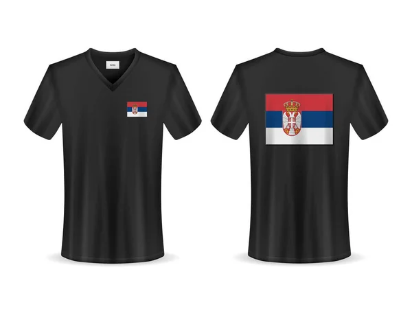 Shirt Con Bandiera Albania Sfondo Bianco Illustrazione Vettoriale — Vettoriale Stock