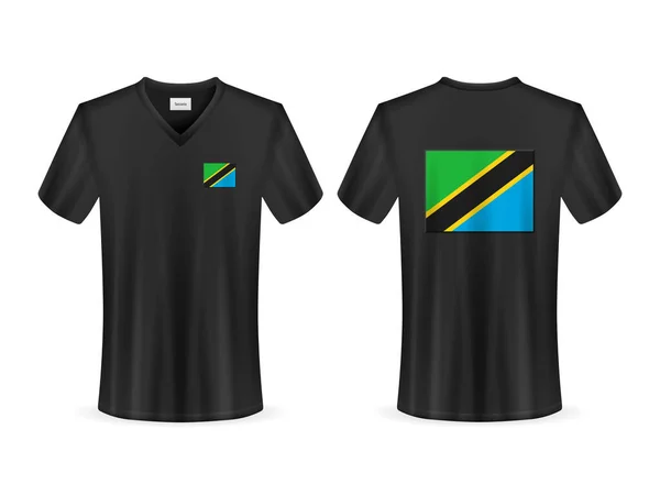 Shirt Com Bandeira Tanzânia Num Fundo Branco Ilustração Vetorial — Vetor de Stock