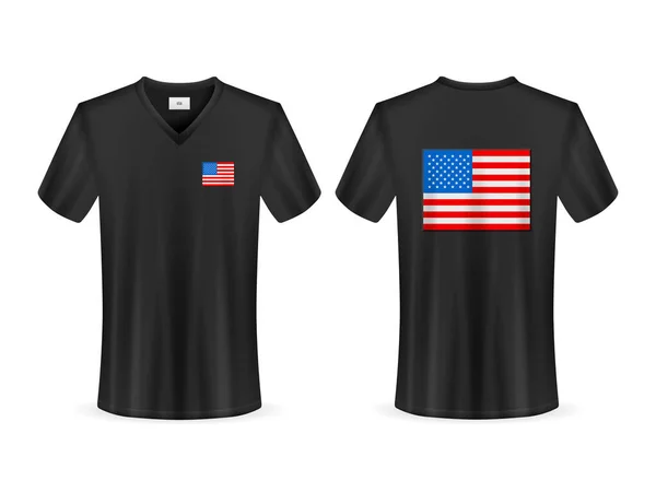 Shirt Con Bandiera Usa Sfondo Bianco Illustrazione Vettoriale — Vettoriale Stock