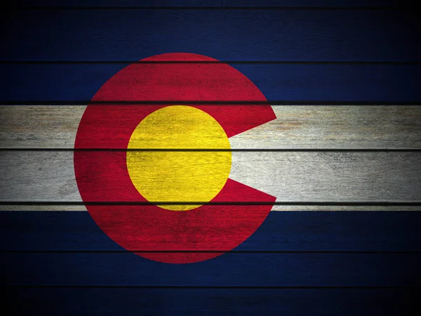 Wooden Colorado flag background. 3d illustration.